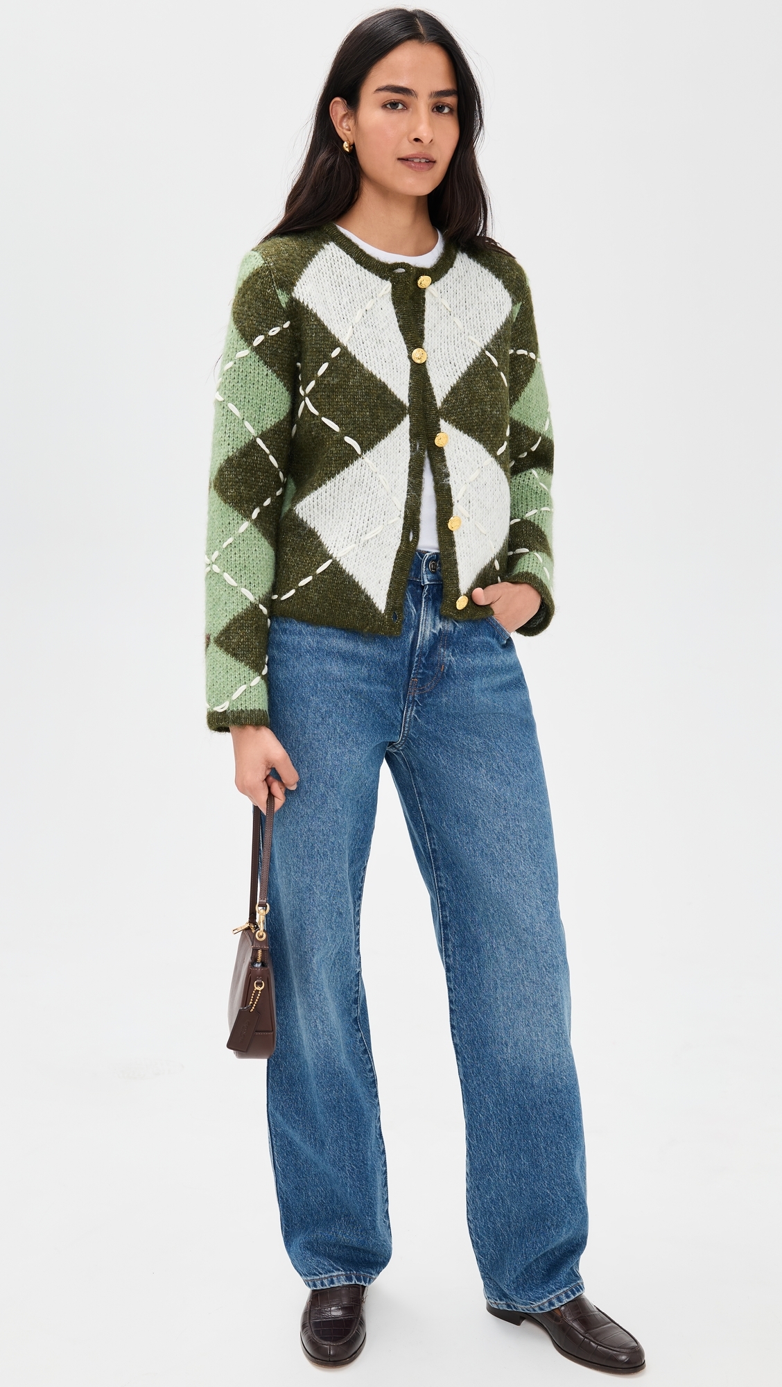 Argyle Cardigan Green