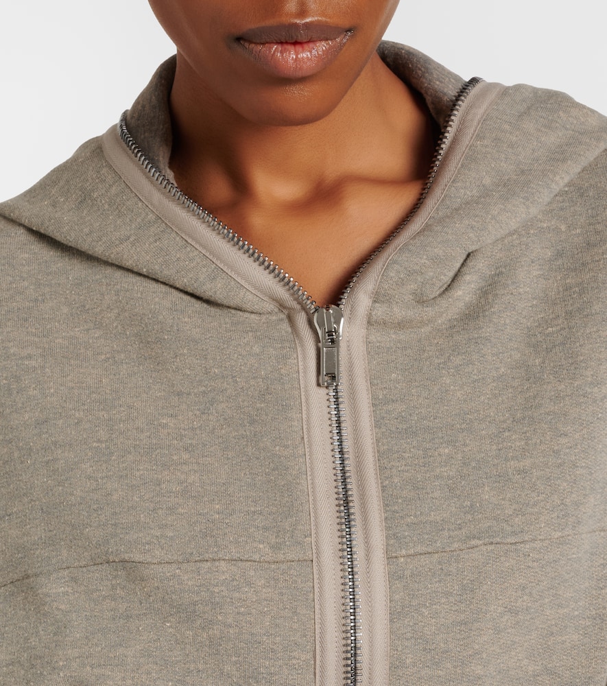 Cropped cotton-blend jersey hoodie