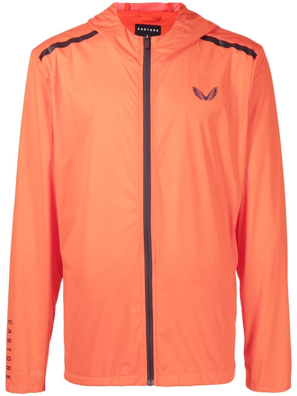 Logo-print hooded jacket - Red