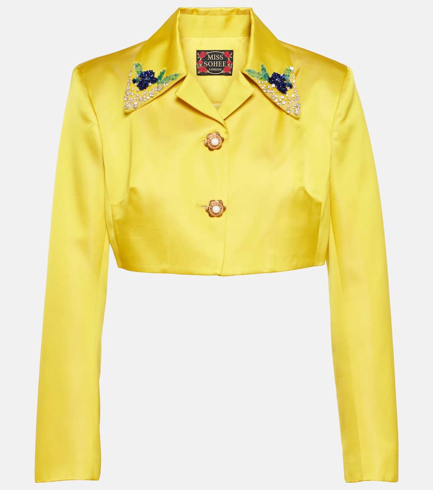 Embellished jacket and crop top set
