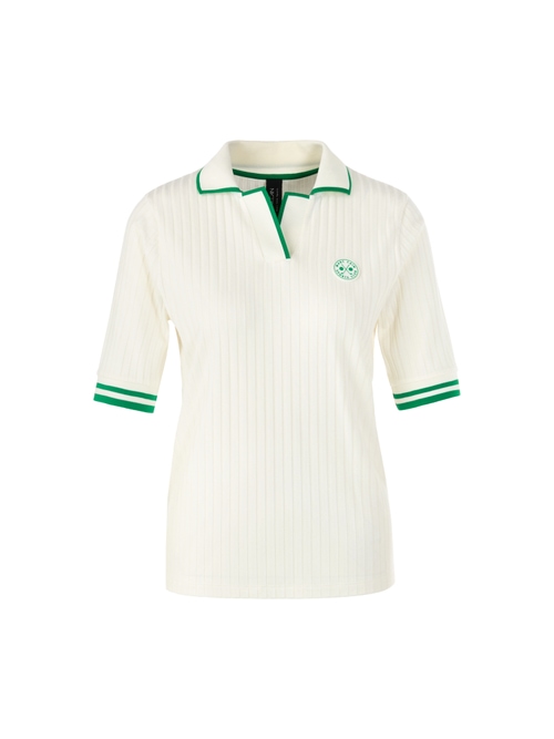 Marc Cain Ribbed polo shirt, white, 34 N