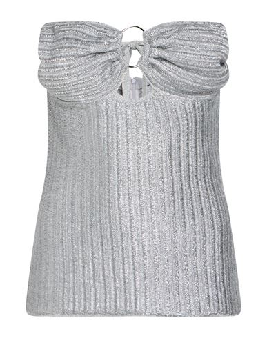 Woman Top Silver Size XS Cotton, Virgin Wool, Polyester