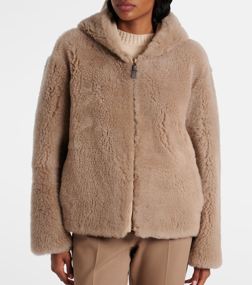 Sole hooded shearling jacket