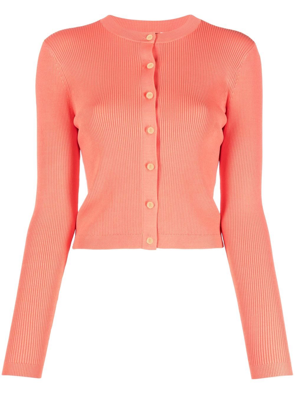Button-up rib-knit cardigan - Orange