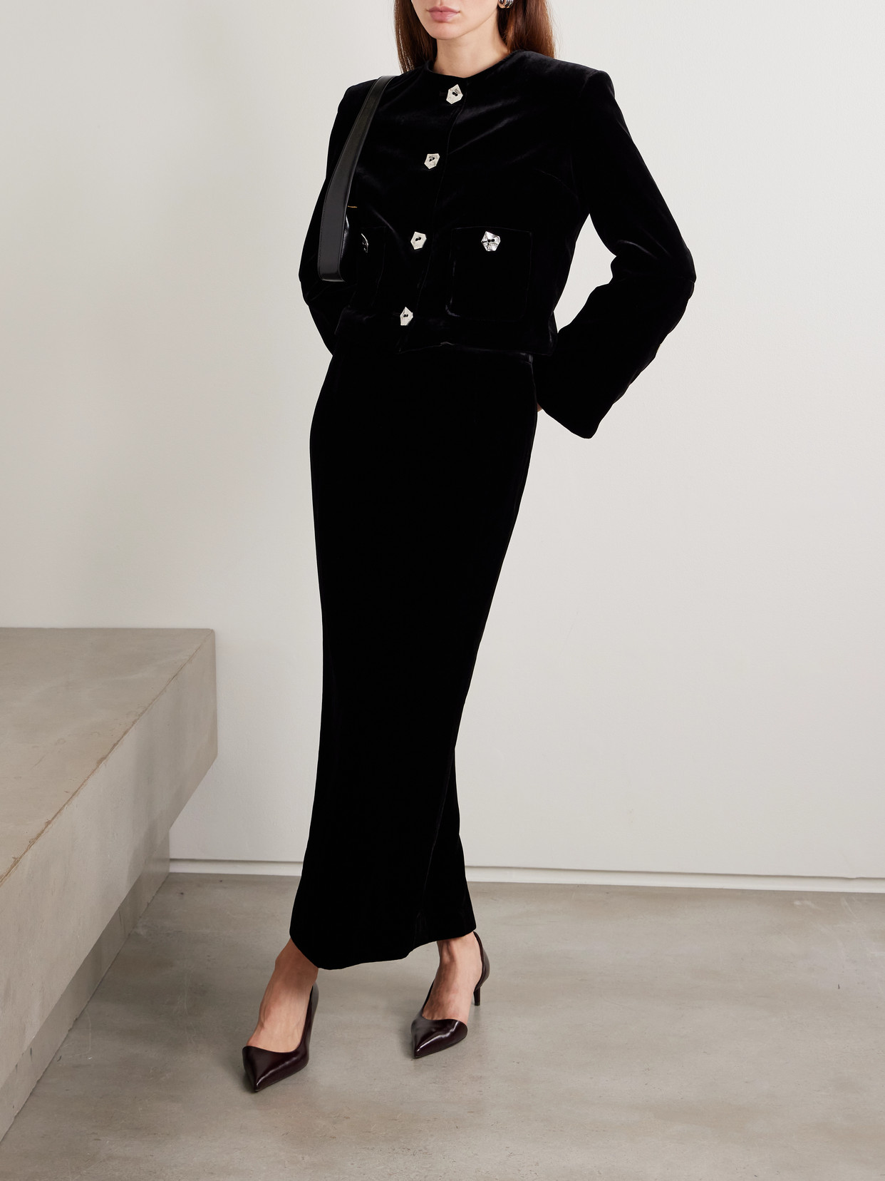 Velvet Maxi Skirt - Black