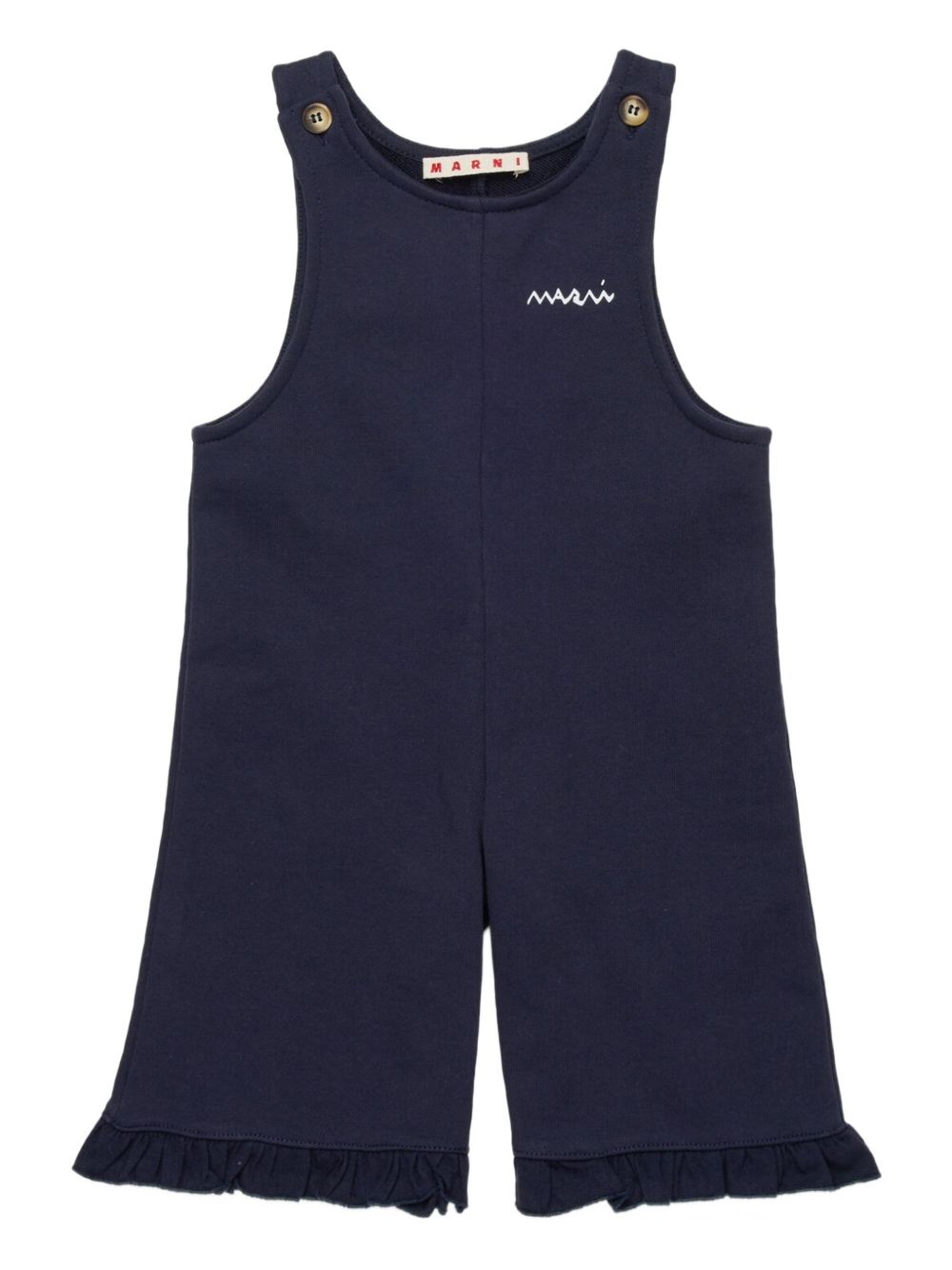 Marni Kids logo-print cotton romper - Blue