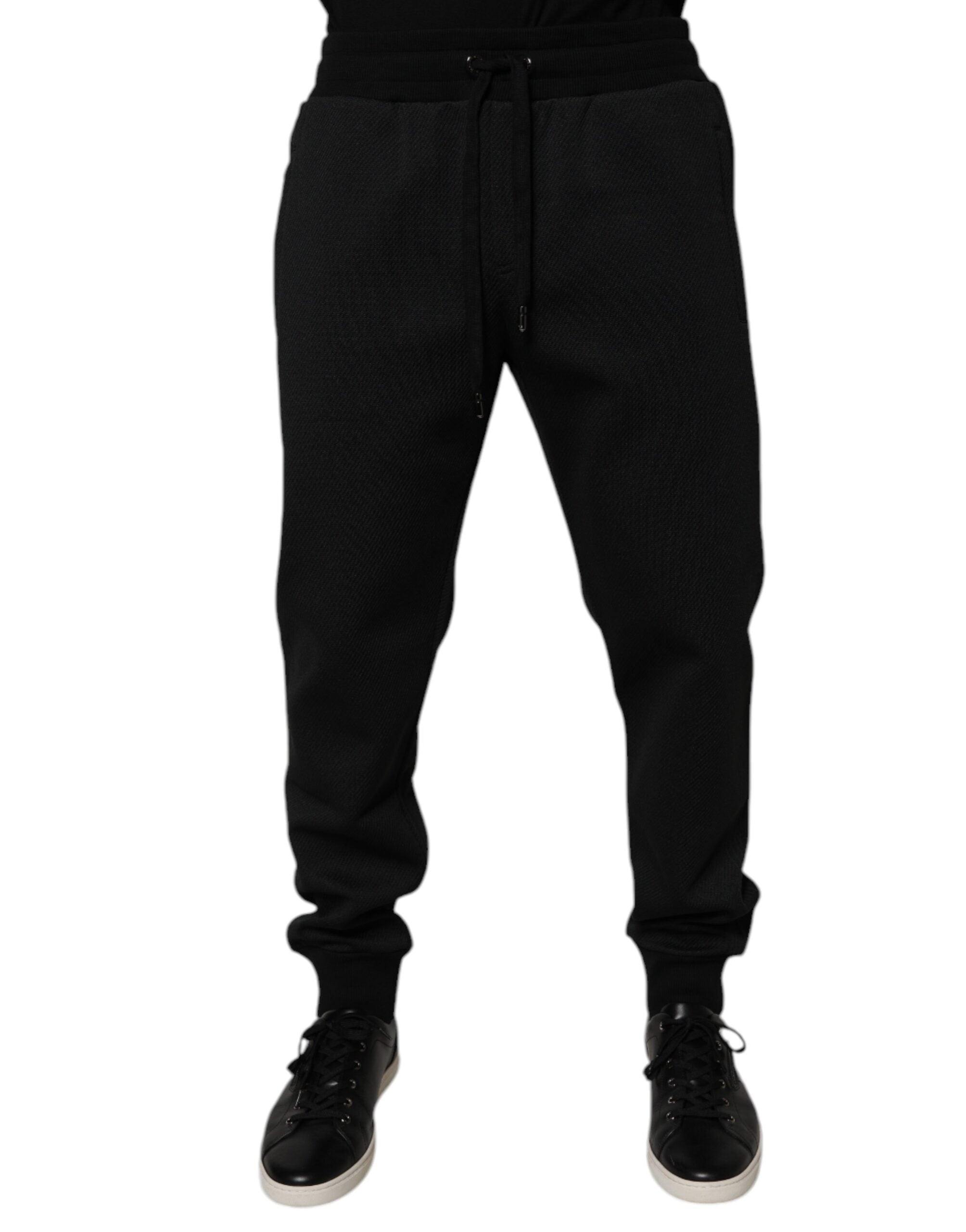 Polyester-Cotton-Nylon Blend Joggers — Black