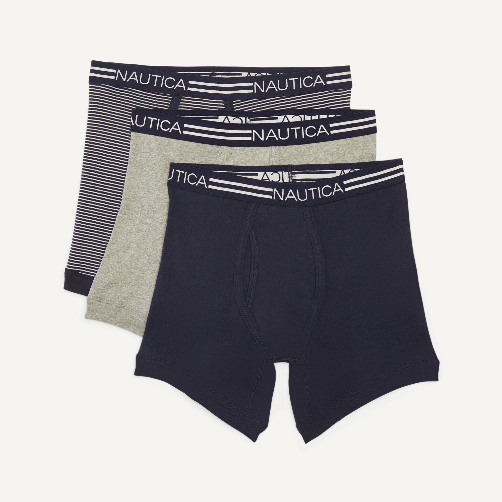 Mens Solid Cotton Boxer Briefs, 3-Pack