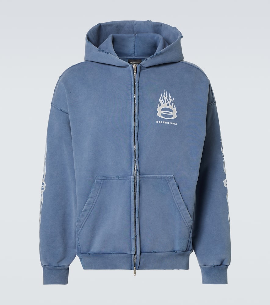 Burning Unity zip-up cotton hoodie