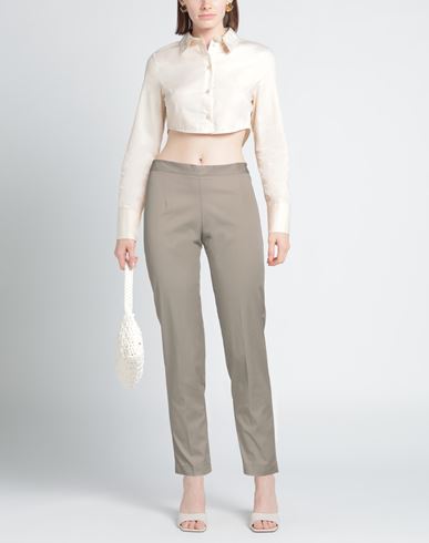 Hira Woman Pants Taupe Size 6 Cotton, Elastane