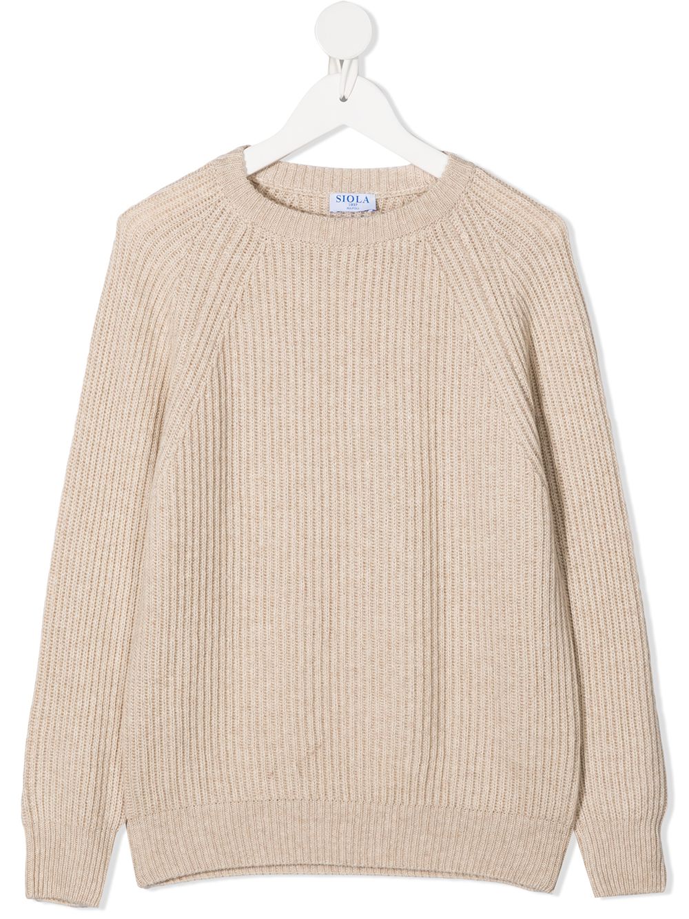 Rib-knit crew neck jumper - Neutrals
