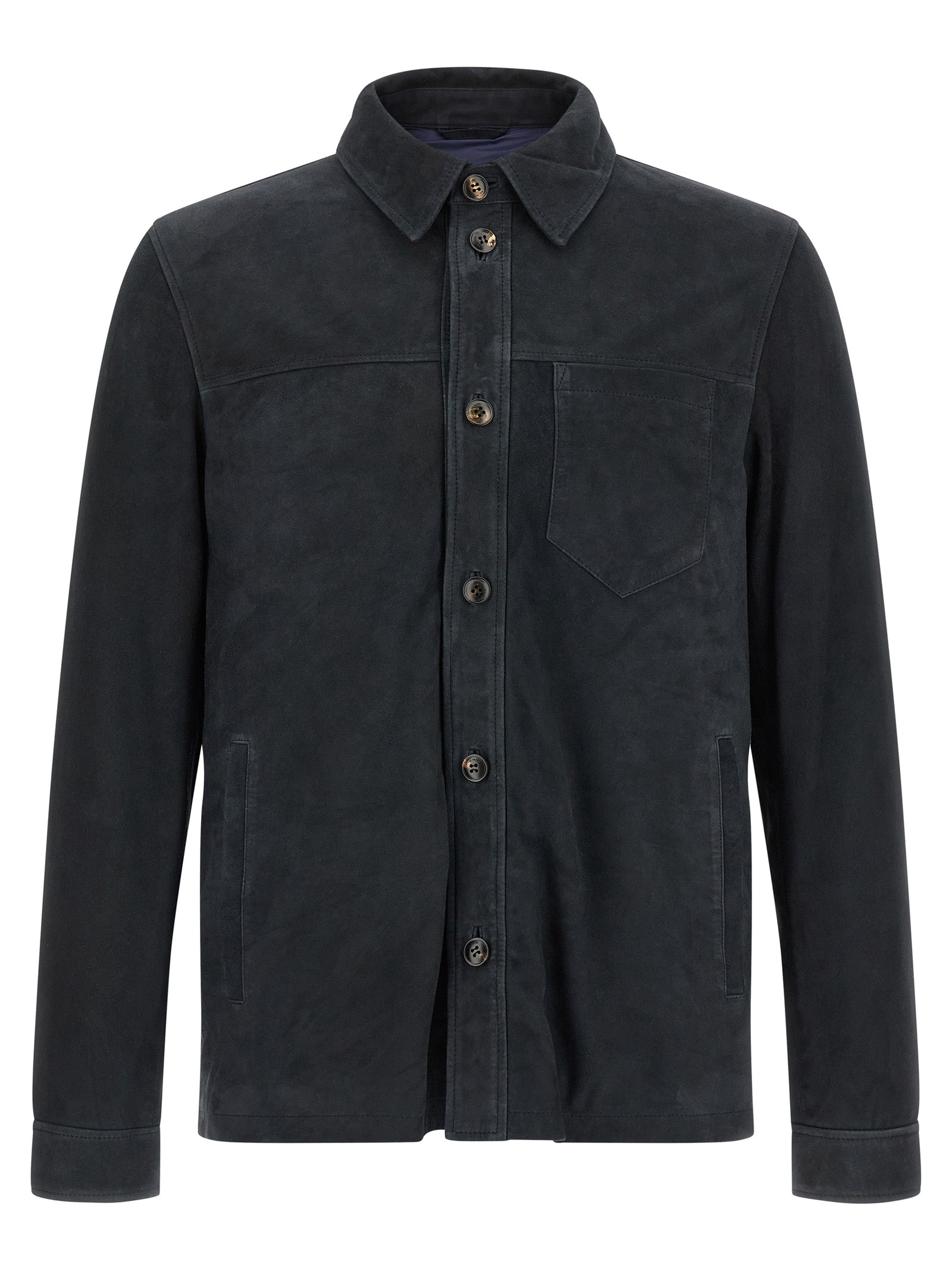 Suede Leather Jacket — Navy