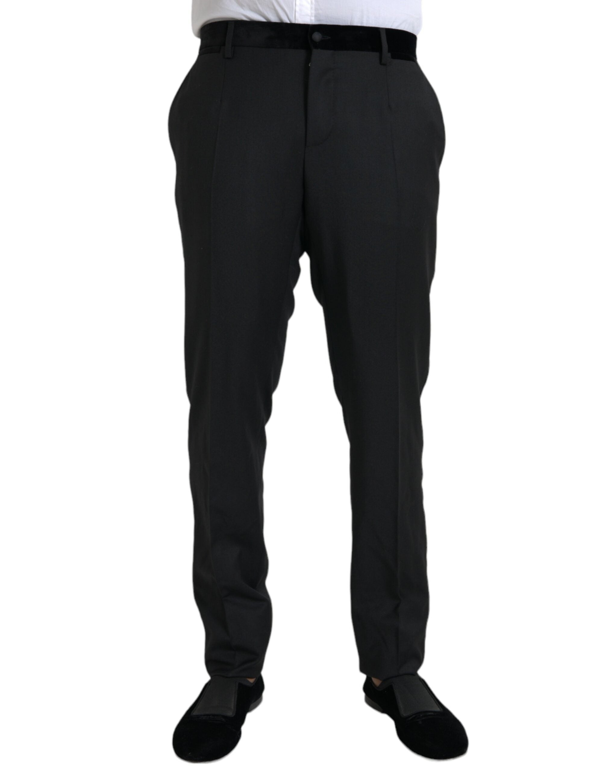 Silk-Wool Blend Trousers — Black