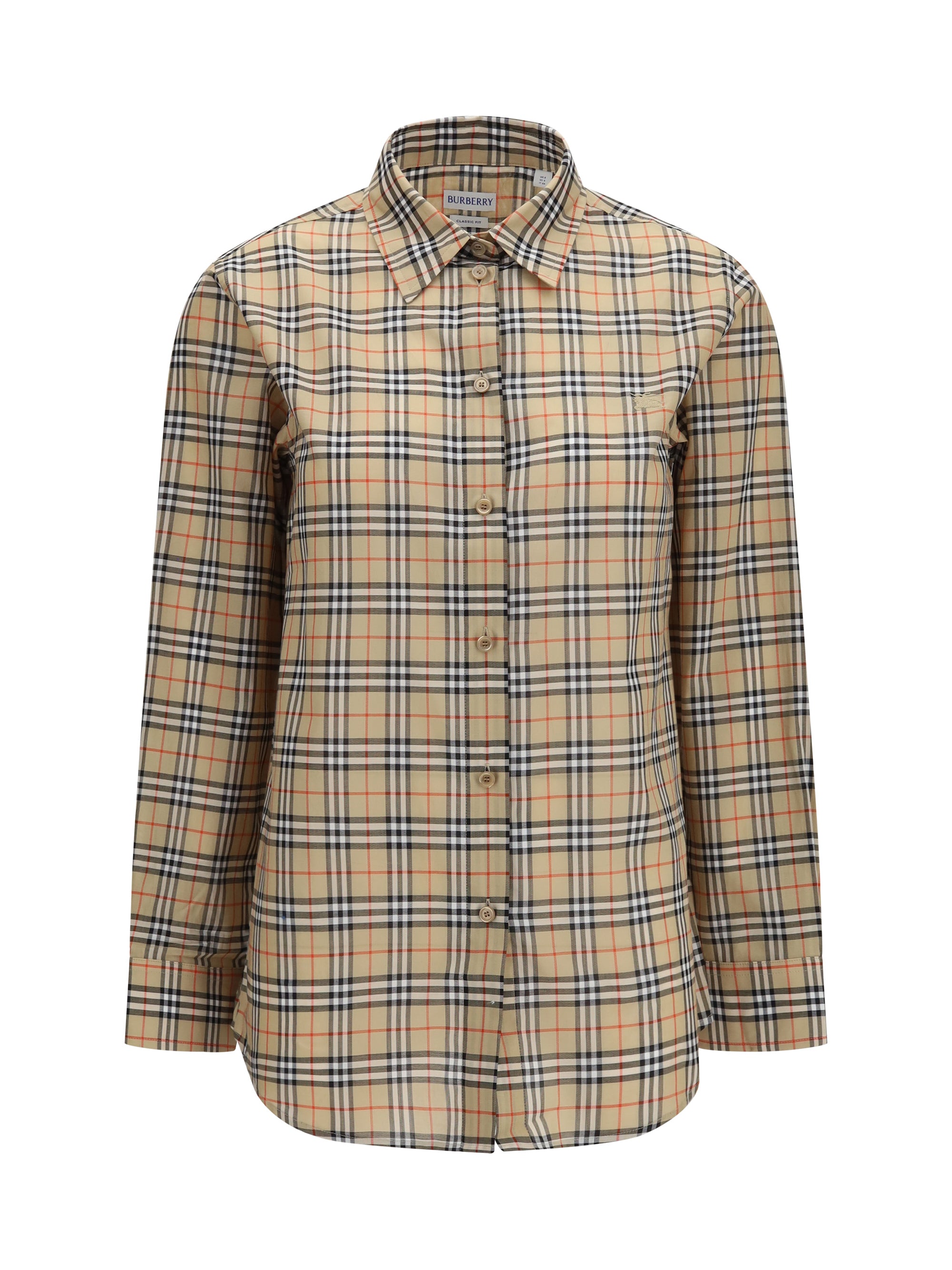 Check Cotton Shirt — Beige