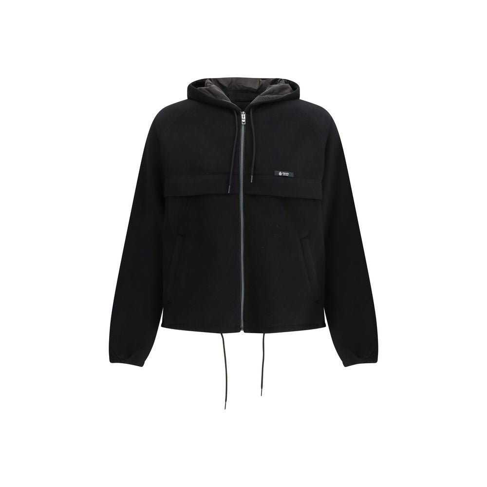 Technical Hooded Polyester Shell Jacket — Black