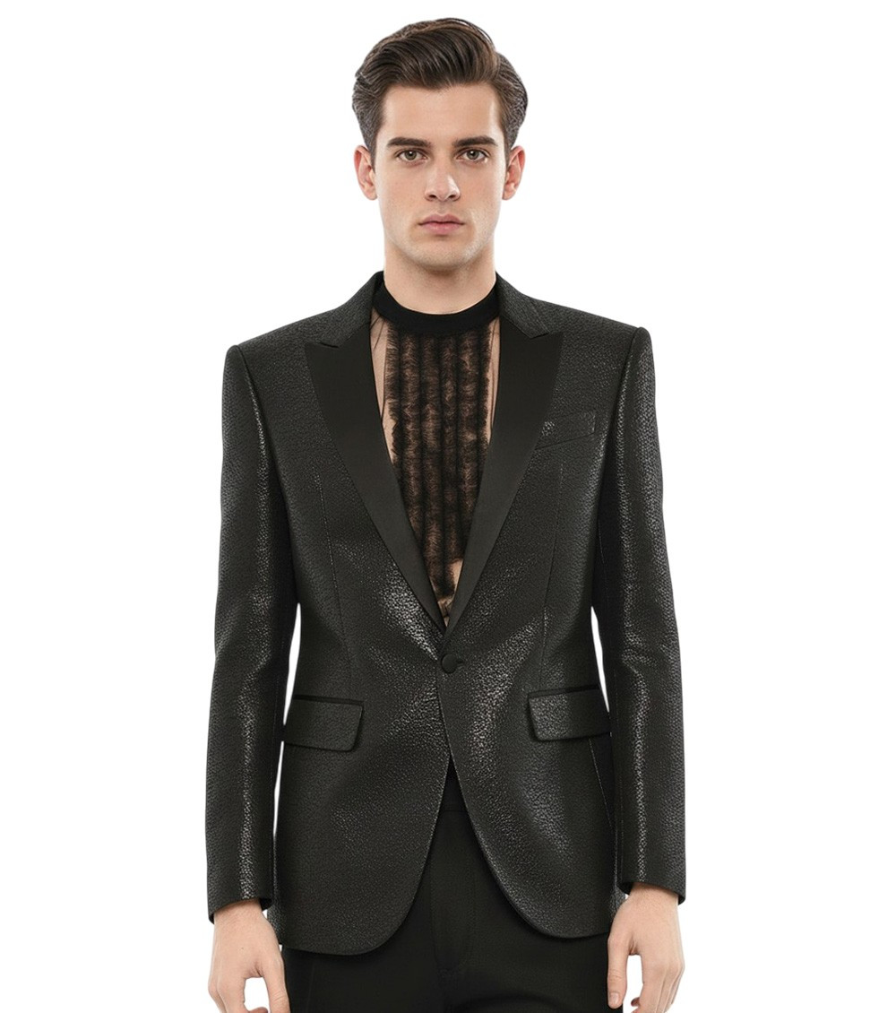 Black Peaked Lapel Blazer