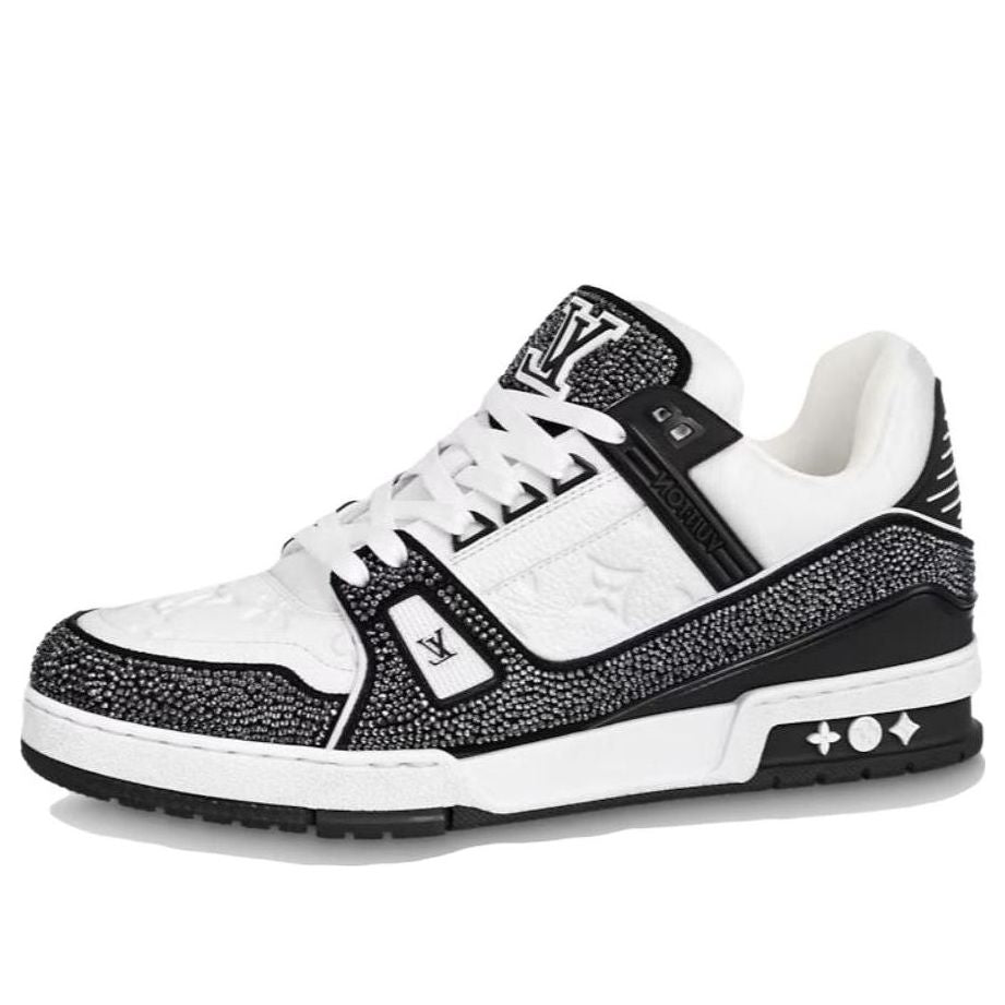 LV Trainer Sneakers 'Black White Rhinestones'