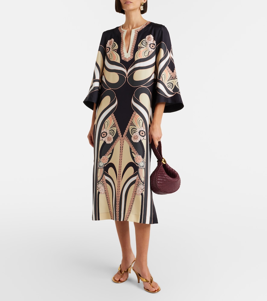 The printed silk twill kaftan