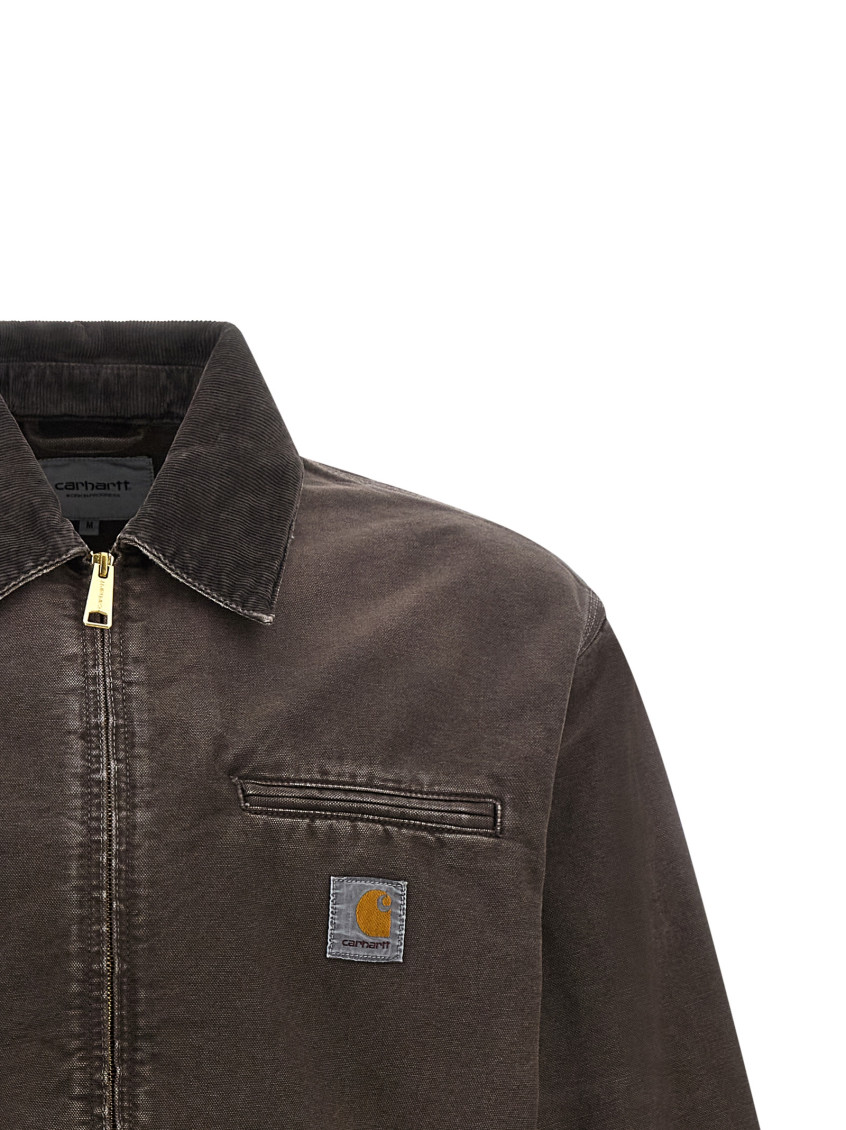 Brown Solid Shirt Collar Jacket