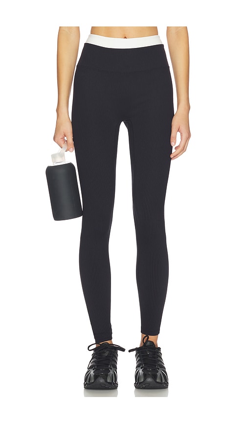 YEAR OF OURS Ribbed Layered Legging in Black & White - Black. L also in M