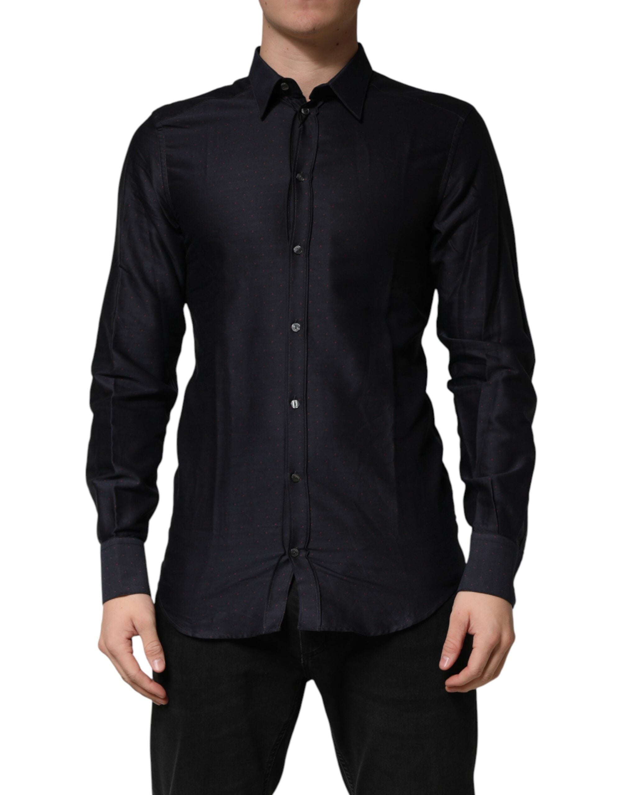 Cotton Button-Front Shirt — Black