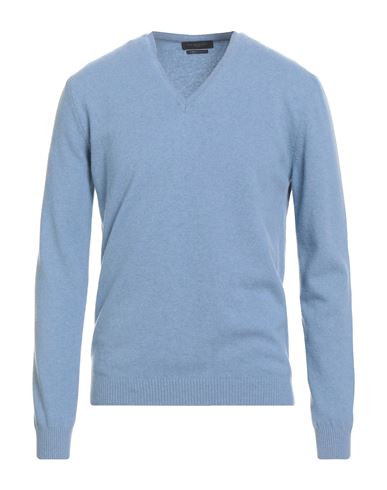 Man Sweater Light blue Size L Wool, Cashmere