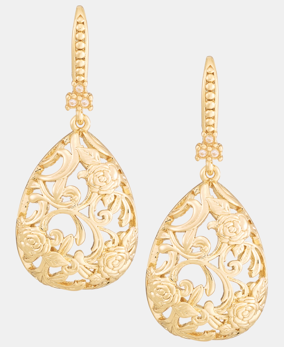 Lonna & lilly Puffy Filigree Drop Earrings - Gold
