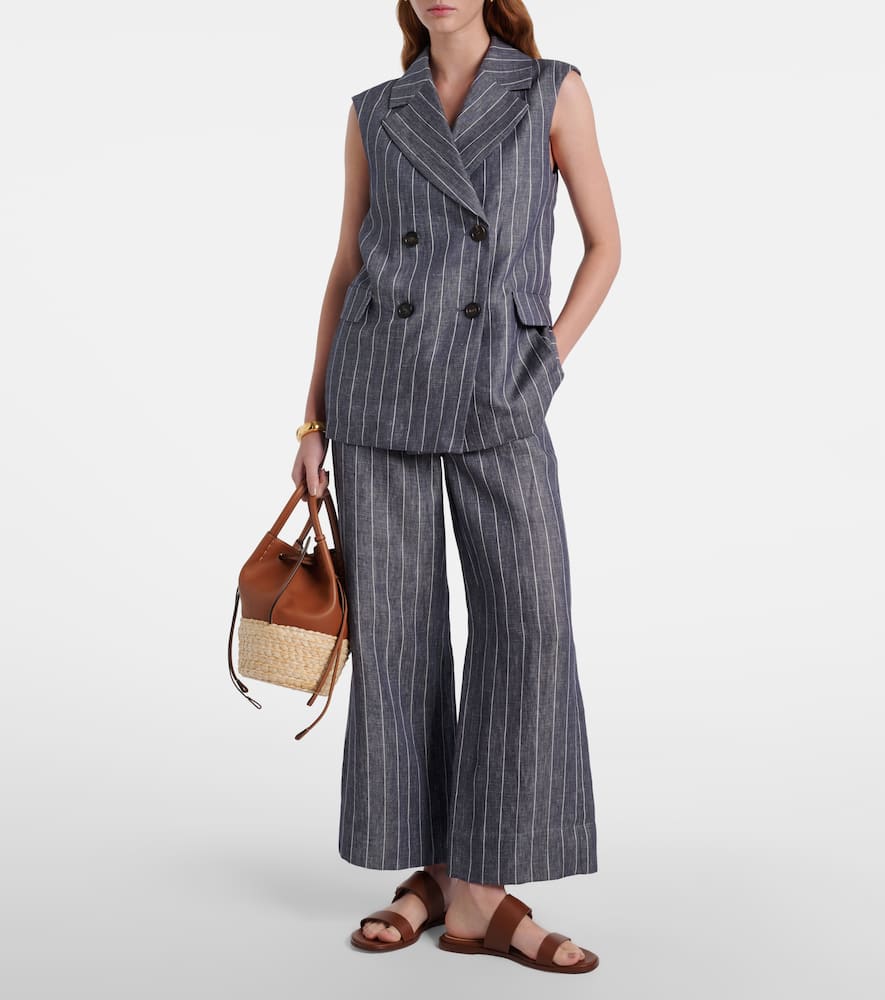 Ballo pinstripe double-breasted linen vest