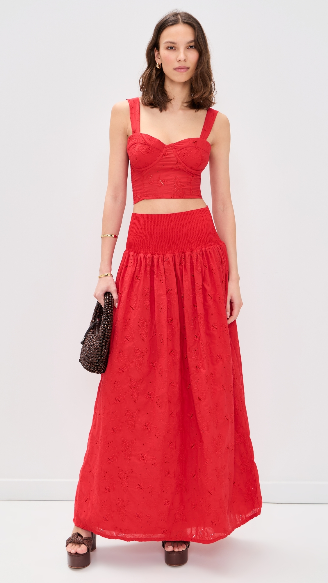 The Bustier Koel Eyelet Bird Red