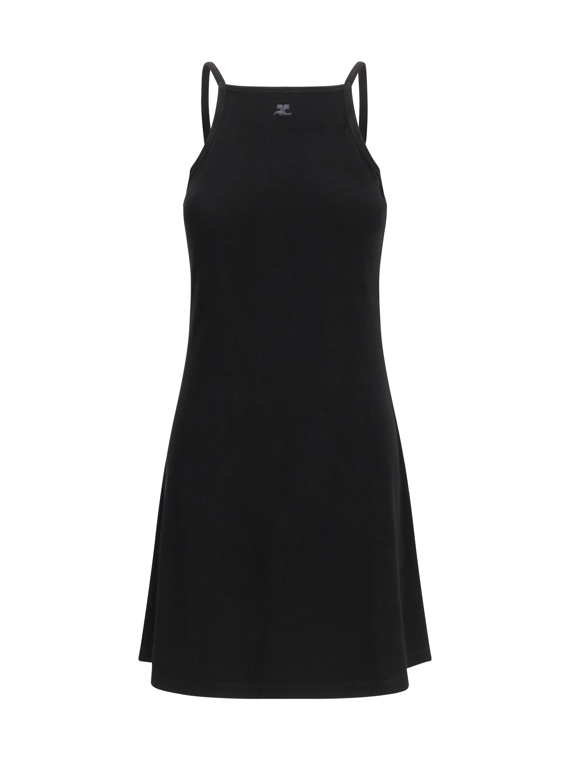 Logo-Embellished Mini Dress — Black