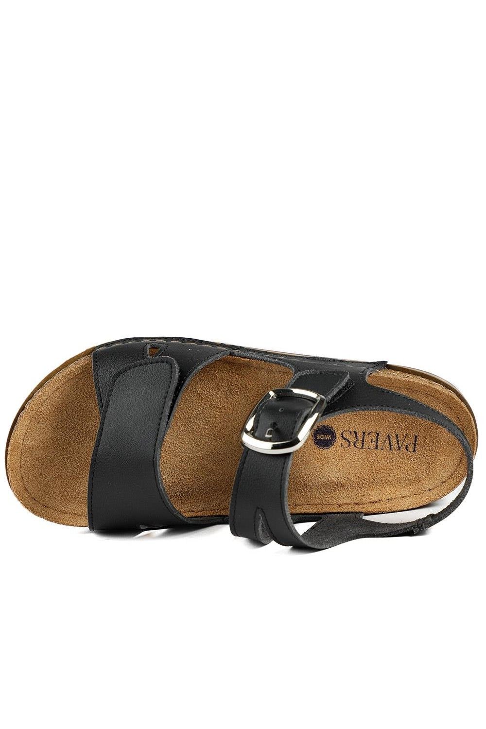 Pavers Women's Wide Fit Sandals with Buckle Detail in Black