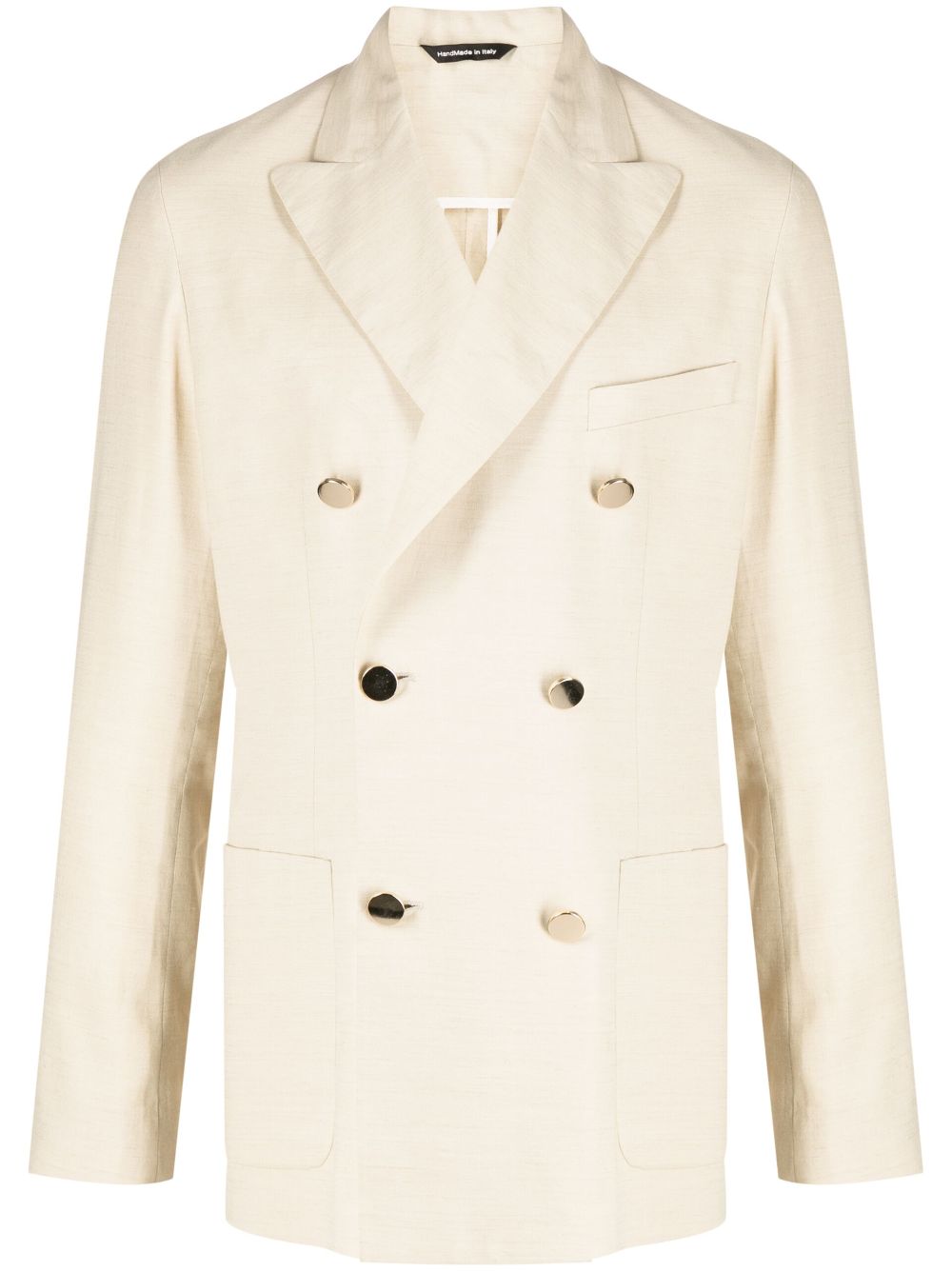 Long-sleeved double-breasted blazer - Neutrals