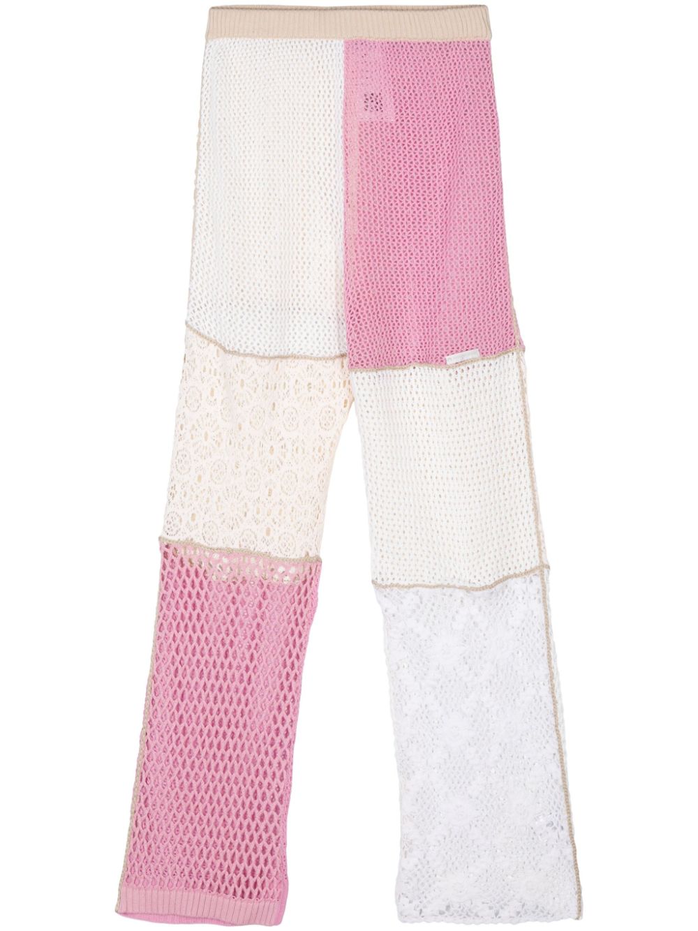 Regenerated straight-leg crochet trousers - White