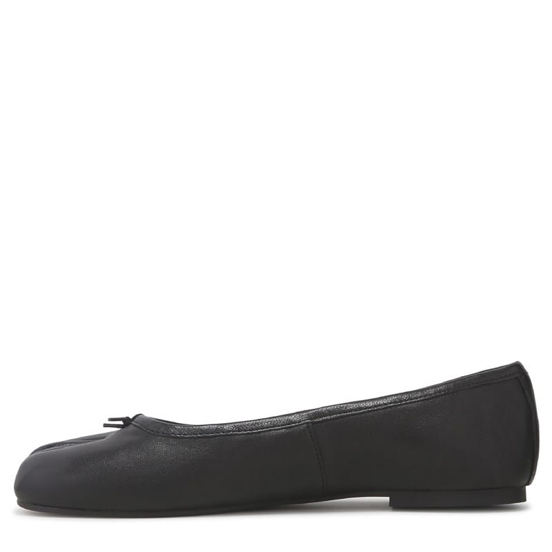 Women's Calico Split Toe Ballet Flat Shoes (Black Leather)