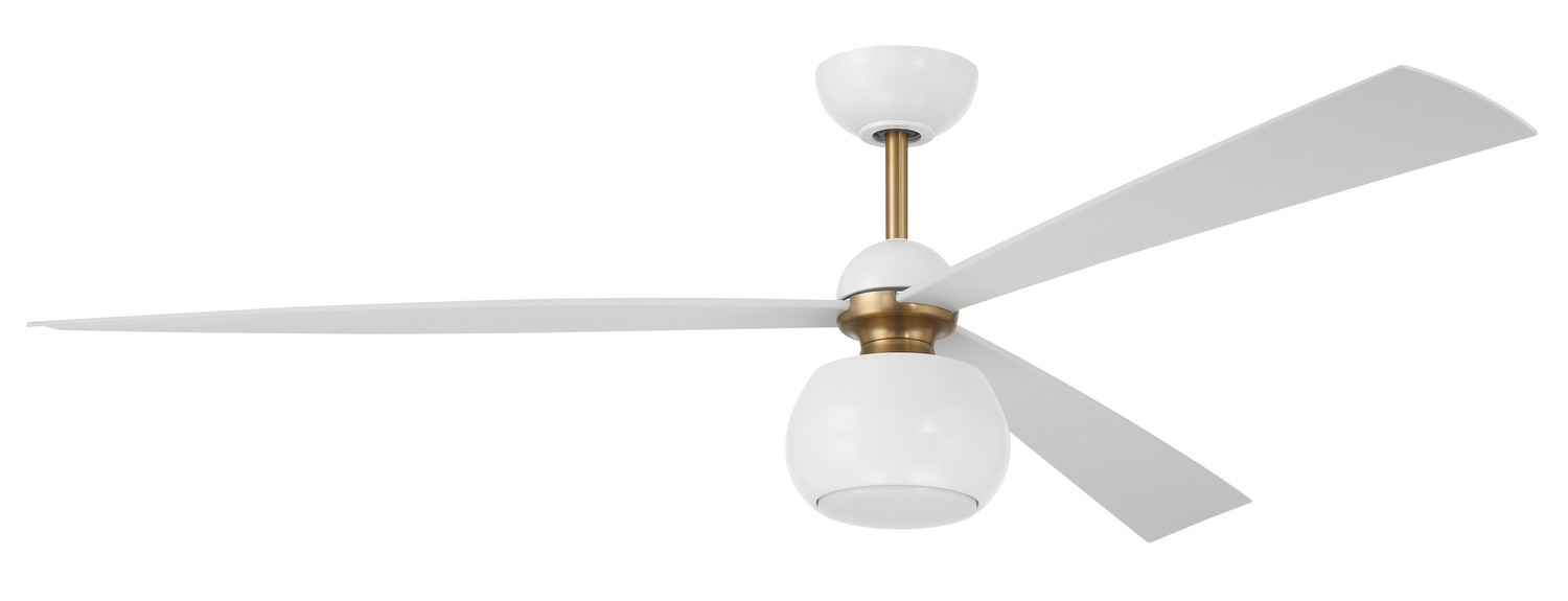 Otto 1-Light 60" Hanging Ceiling Fan in White with Satin Bra