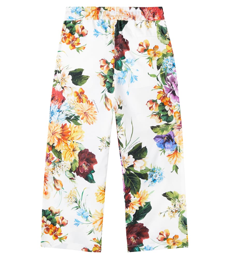 Floral cotton poplin palazzo pants