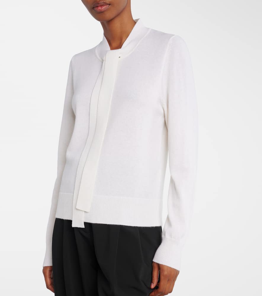 Tie-neck wool and cashmere sweater