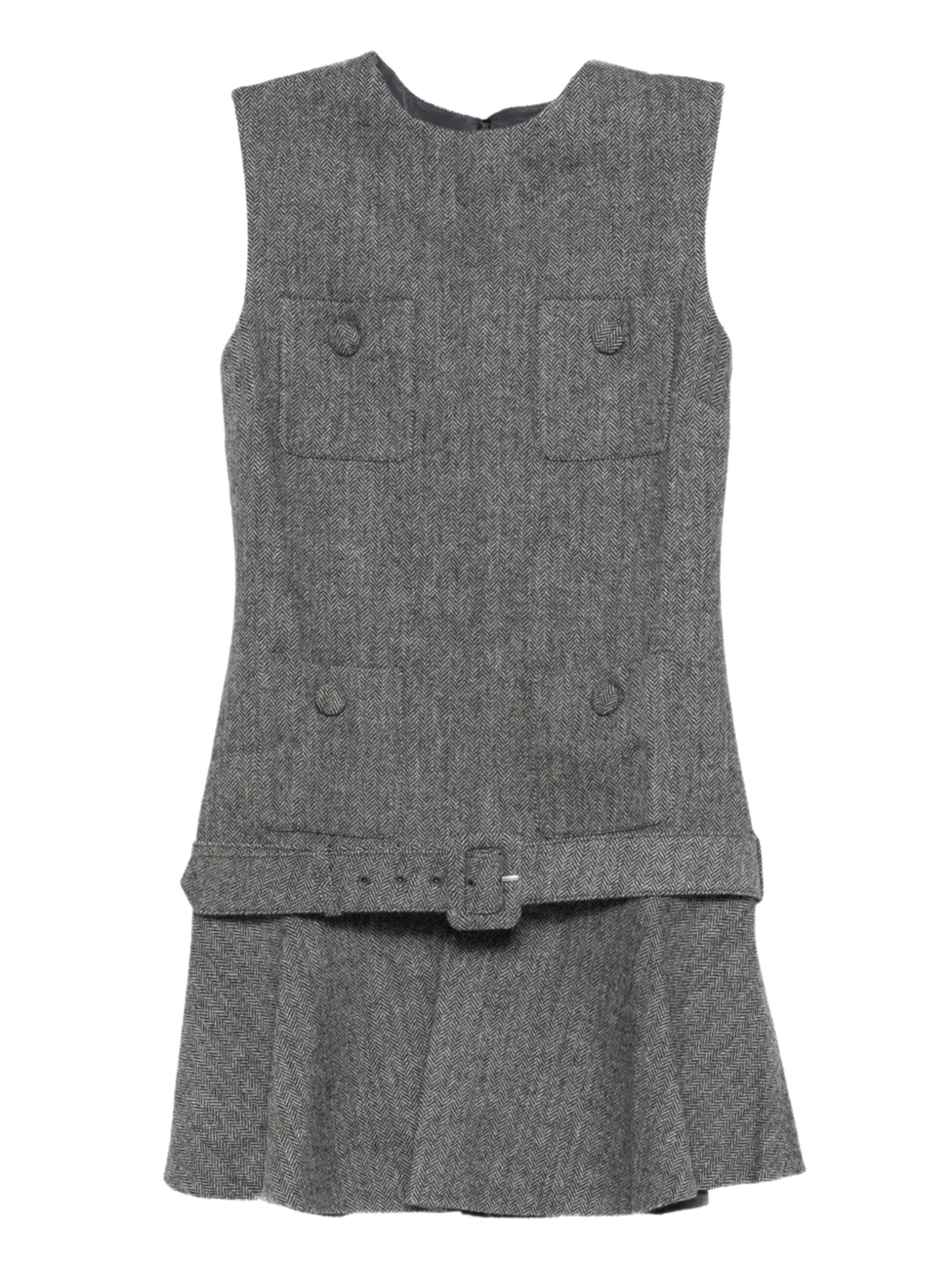 SELF PORTRAIT Herringbone Buckled Mini Dress