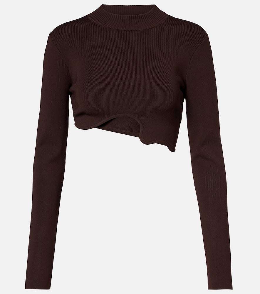 Asymmetric knitted crop top