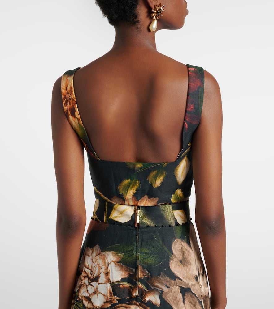 Floral linen crop top