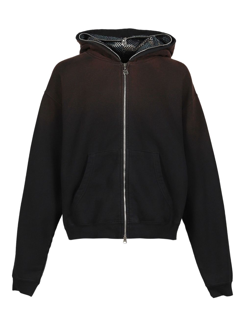 Camo-face full-zip hoodie - Black