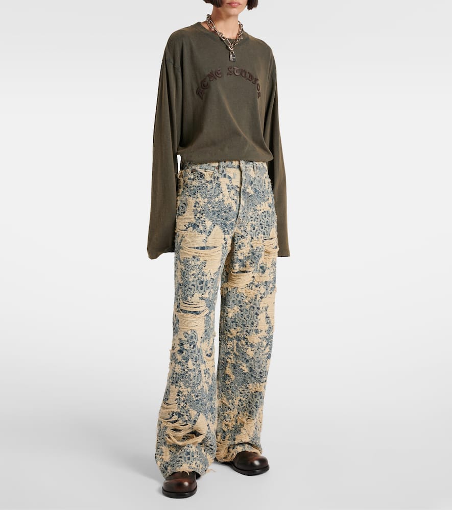 Acne Studios 1981 Monogram distressed wide-leg jeans