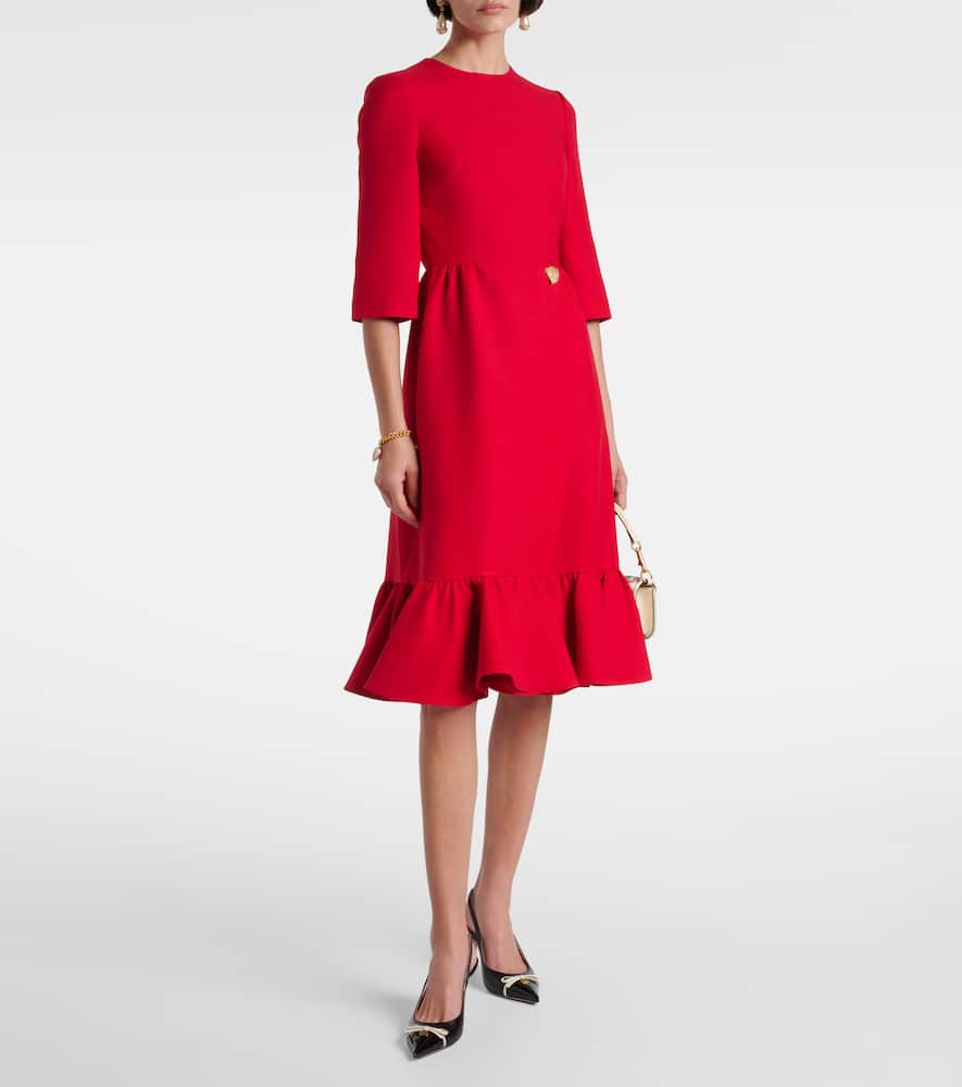 Crepe Couture embellished ruffled midi dress