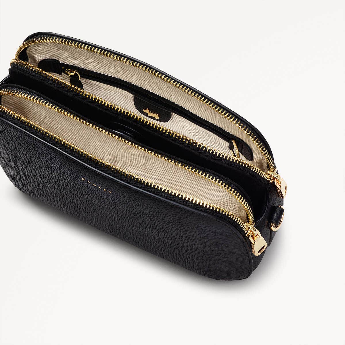 Womens Leather Dukes Place Medium Ziptop Crossbody - Black Medium