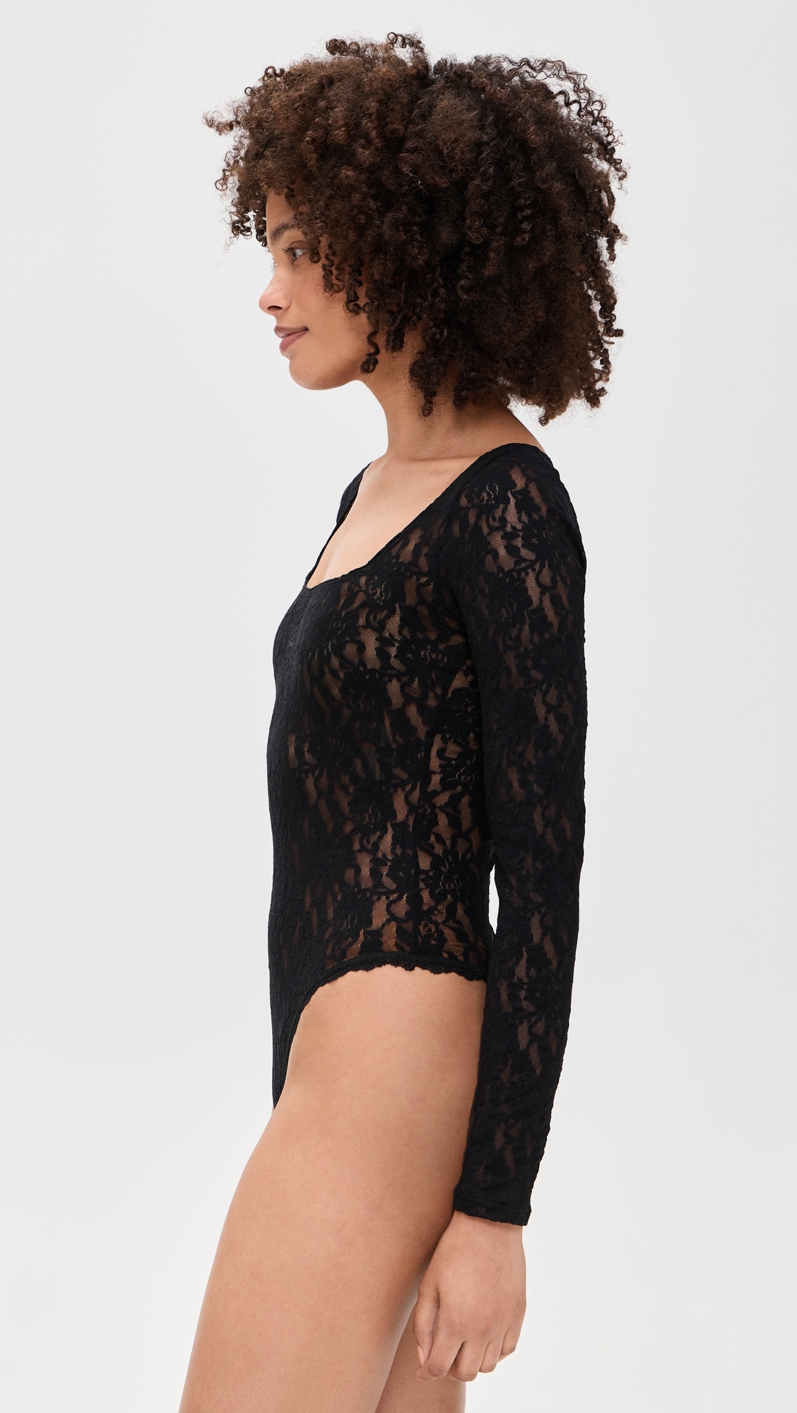 Lace Thong Bodysuit Black