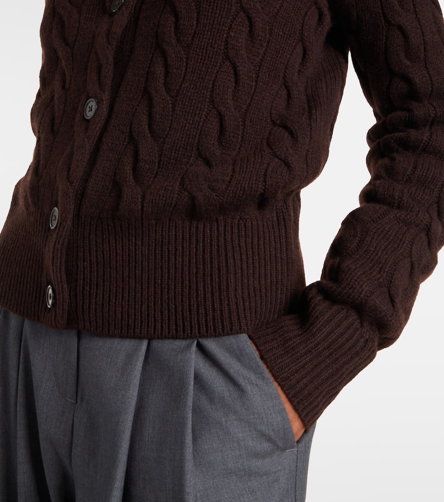 Cable-knit wool and cashmere cardigan