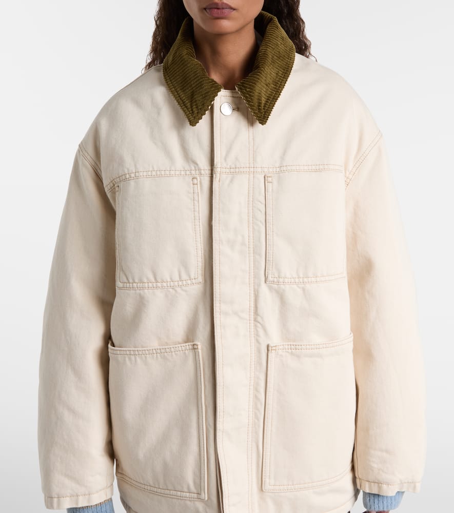 Corduroy-trimmed cotton twill field jacket