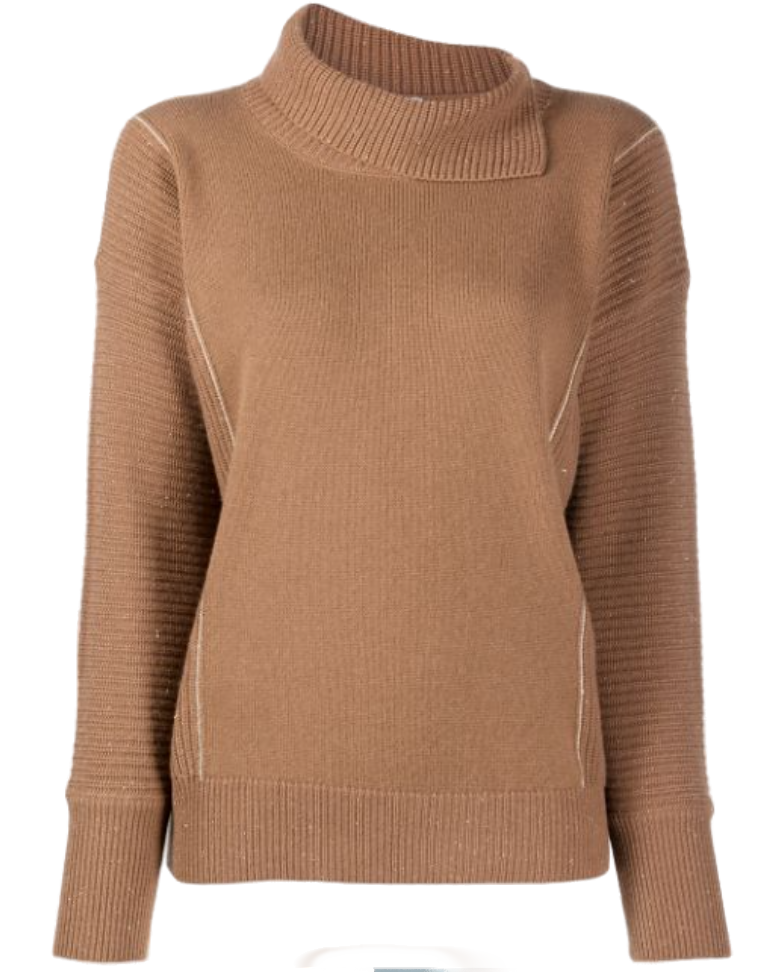 Virgin Wool Cashmere Blend Sweater — Camel