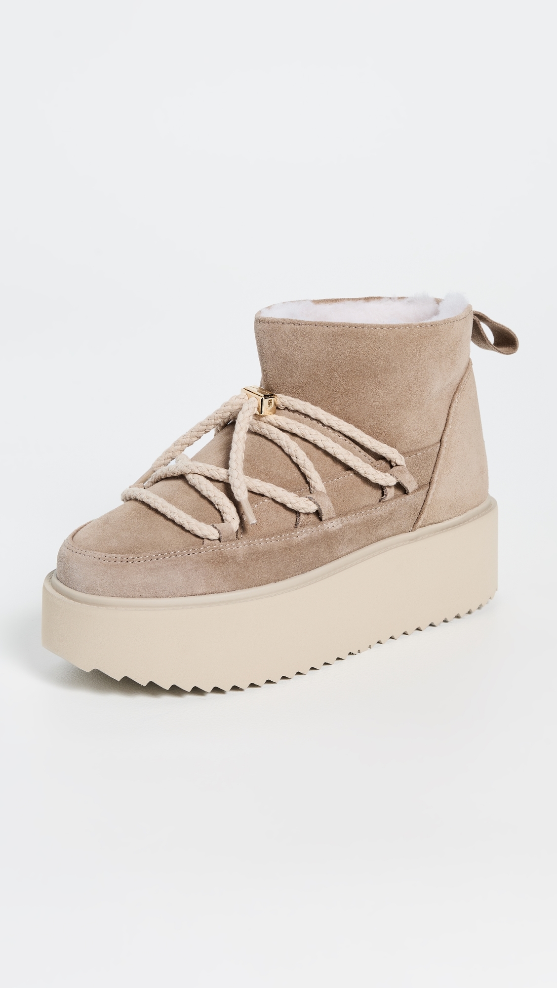 Classic Low Platform Boots Beige