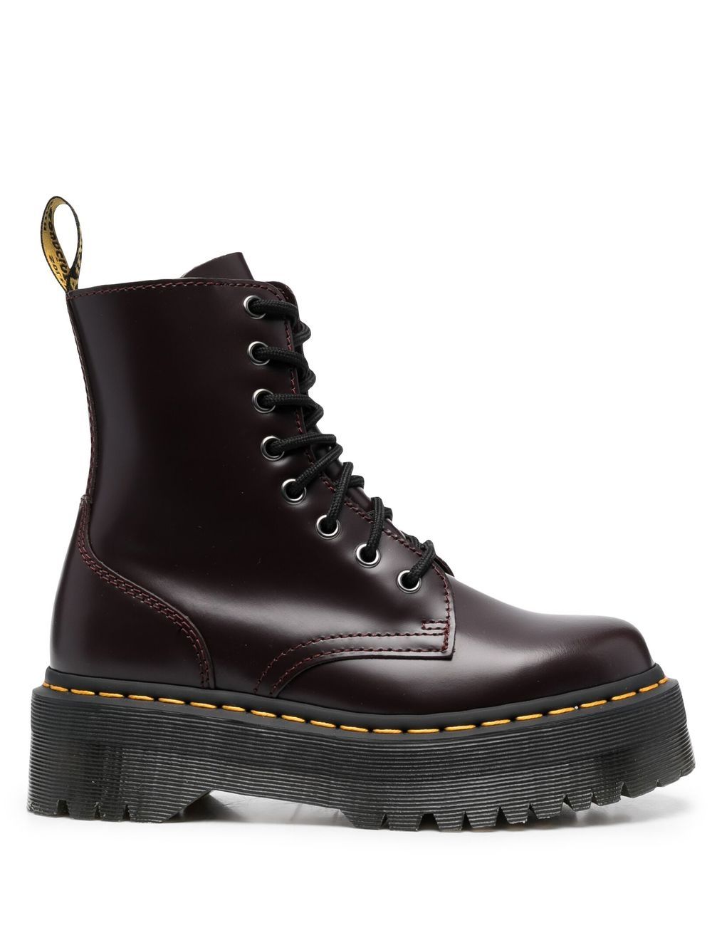 Chunky lace-up leather boots - Red